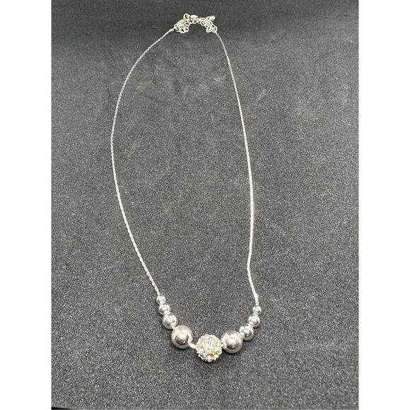 Beautiful Vintage Silver with silver Beads NECKLACE Good Condition - Picture 1 of 7